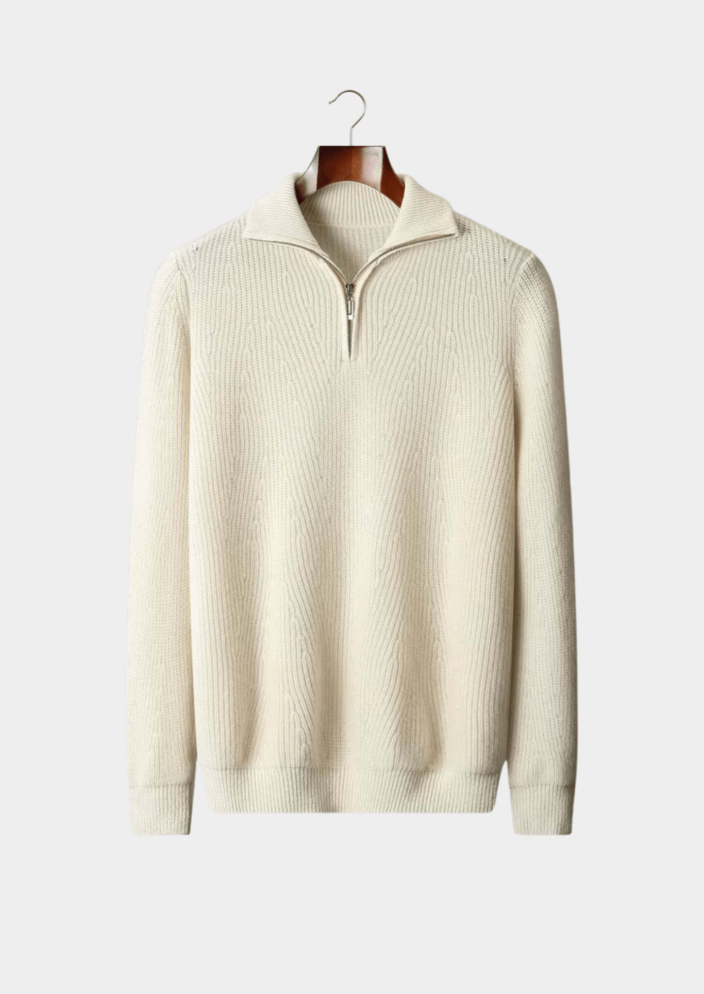 PURE EXTRA - FINE MERINO WOOL RIBBED HALF - ZIP - Derada