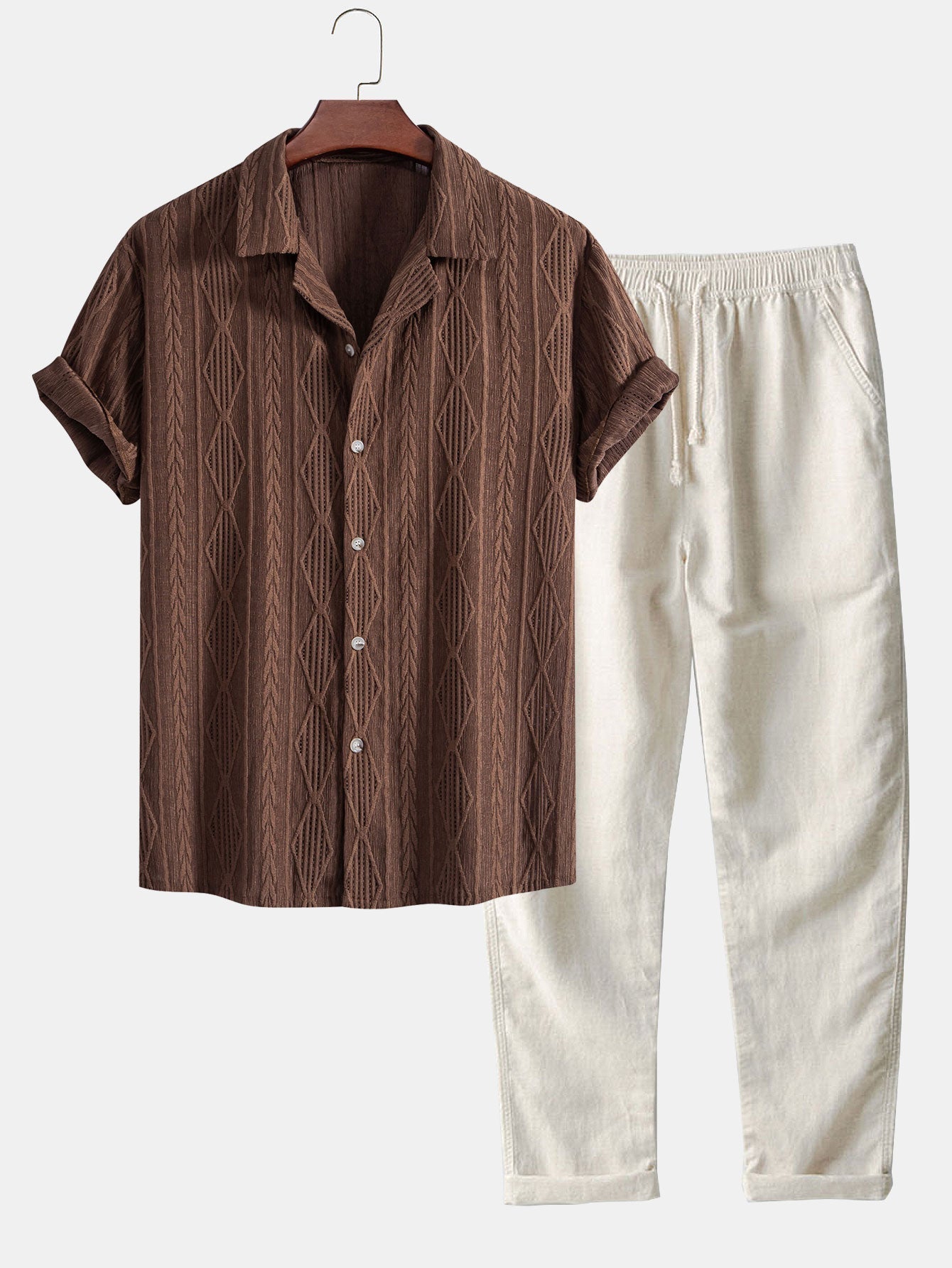 Derada | Geometrisch Jacquard Cubaans Set - Derada Fashion