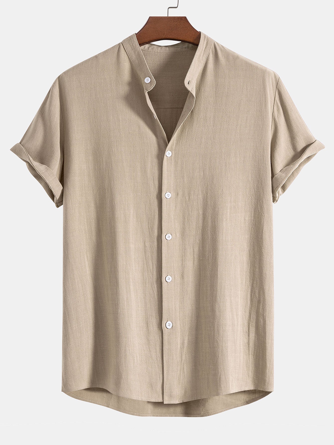 Derada | Linnen Blend Standkraag Shirt - Derada Fashion